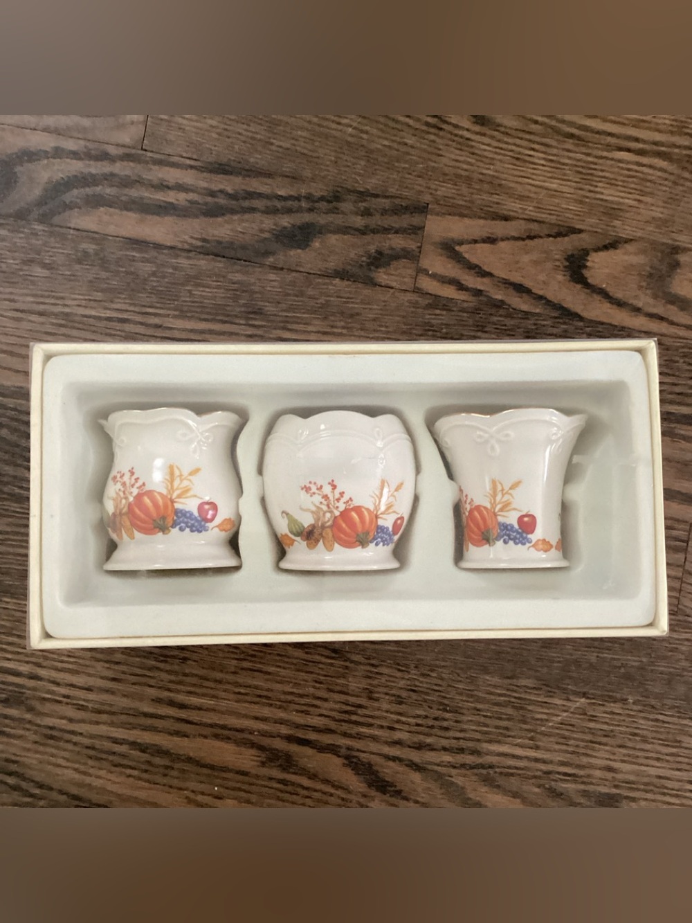 Lenox Porcelain Pumpkin Votives Set of 3 Candle Holders